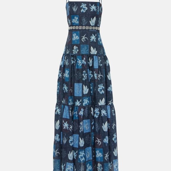 Agua by Agua Bendita Lima Algae Printed Linen Maxi Dress - Picture 5 of 15